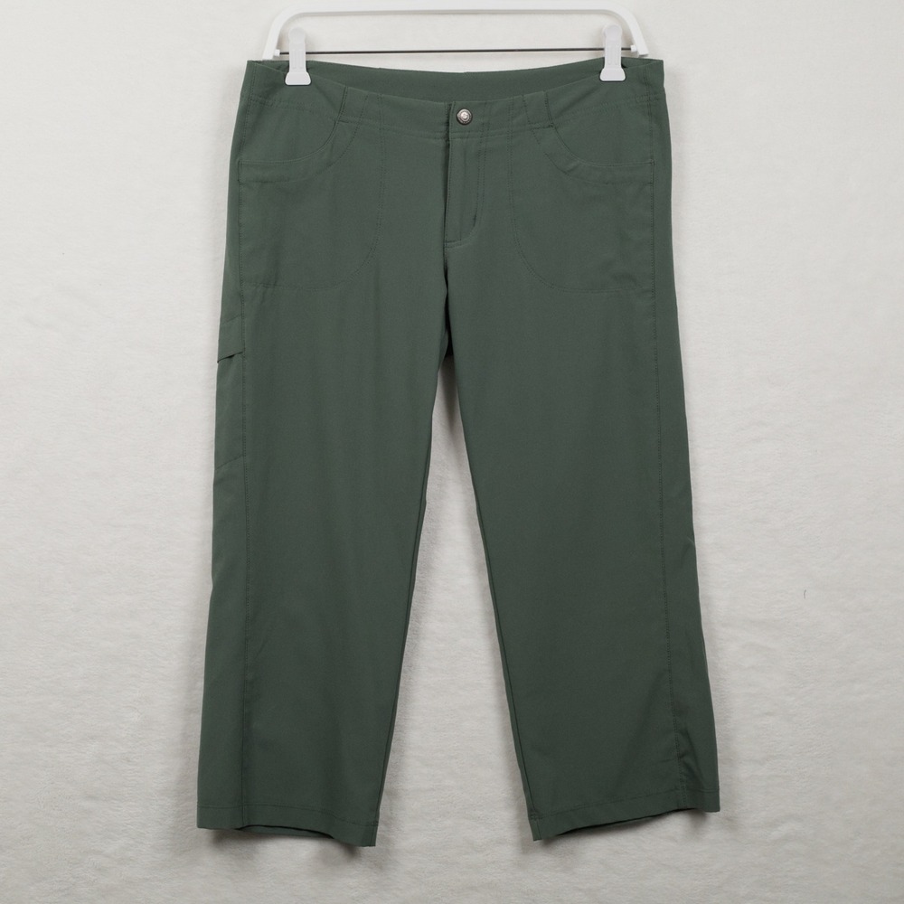 PATAGONIA All Out Capris Stretch Hiking Cargo Crop Pants Gorpcore Green Sz 6 - Picture 1 of 7